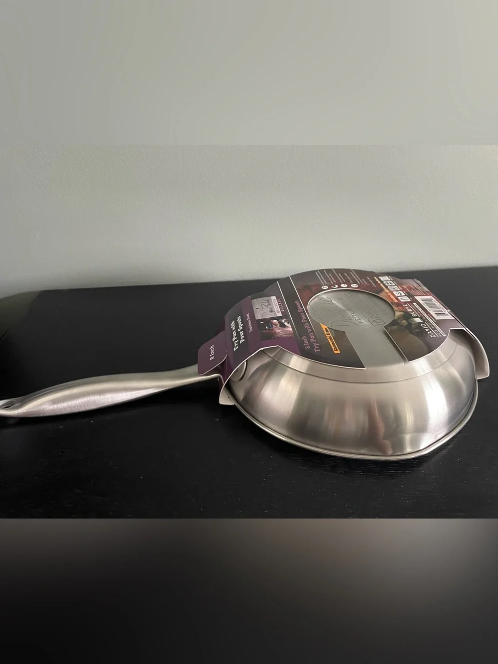 David Burke Regency 8 Inch Stainless Steel Fry Pan W Pour Spouts Up to 400F NEW